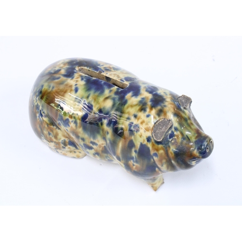 96 - Dunmore style Scottish pottery pig piggy bank, 9cm, a/f