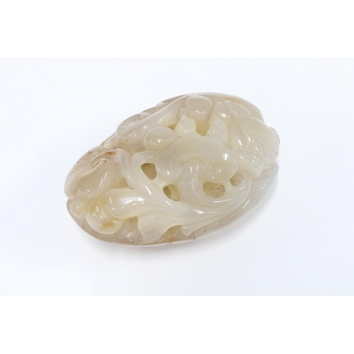 405 - Jadeite carved pebble with lingzhi , 10cm