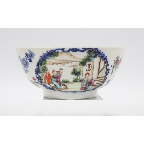 101 - 18th century Chinese blue and white polychrome porcelain bowl, decorated with figures in a landscape... 