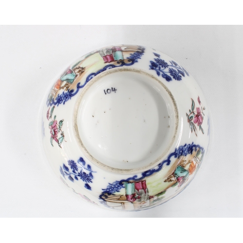 101 - 18th century Chinese blue and white polychrome porcelain bowl, decorated with figures in a landscape... 