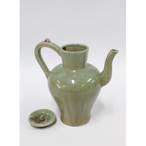 103 - Chinese celadon pot with handle and long spout, likely 20th century, 20cm  Provenance: Private Scott... 