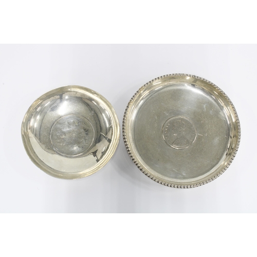 15 - Silver coin dish by Wang Hing, Hong Kong, circa early 20th century together with a white metal dish ... 