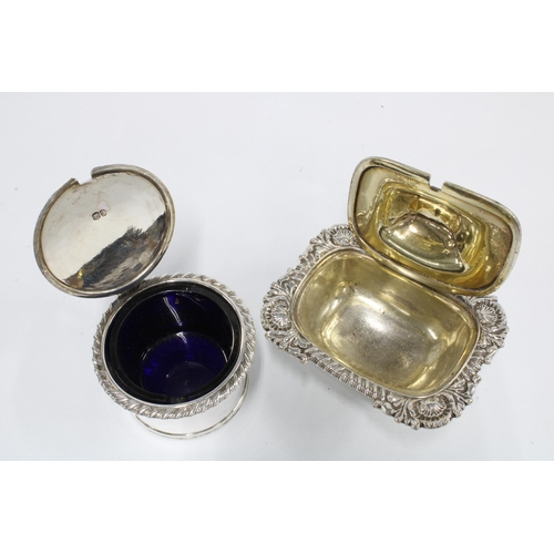 26 - William IV silver drum mustard, London 1836, complete with its blue glass liner, together with anoth... 