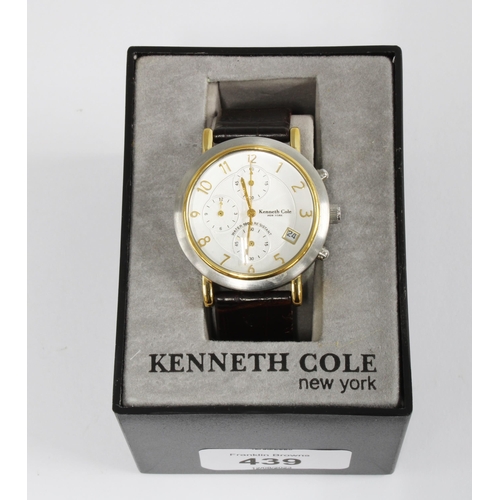 439 - Gents Kenneth Cole, New York  wrist watch, bi-colour metal with champagne dial and subsidiary dials,... 