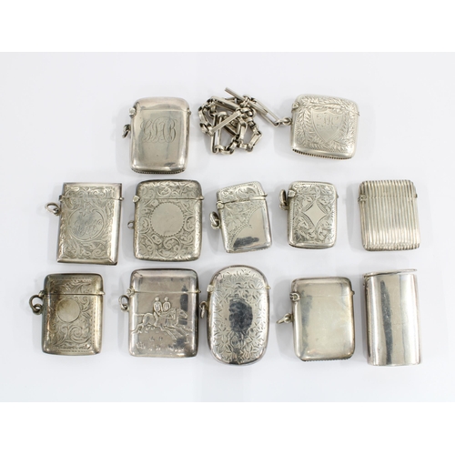 45 - A collection of twelve silver vesta cases with various hallmarks and makers marks (12)