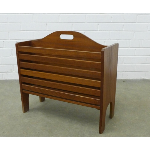 454 - Retro style teak magazine rack, 53 x 53 x 25cm.