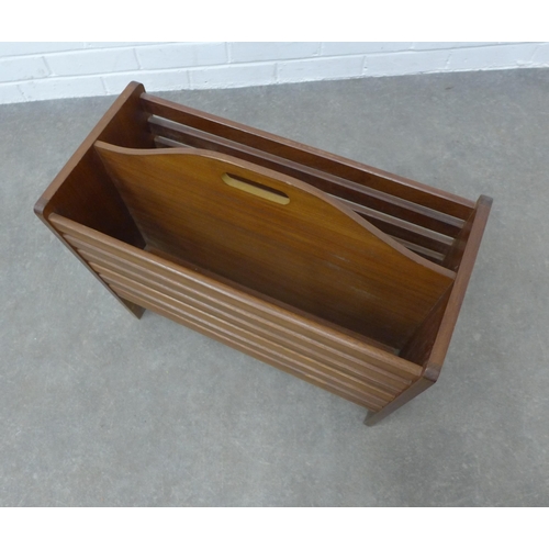 454 - Retro style teak magazine rack, 53 x 53 x 25cm.