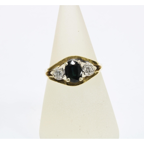 64 - 18ct gold sapphire and diamond dress ring, stamped 18ct and numbered 27899 to inner band