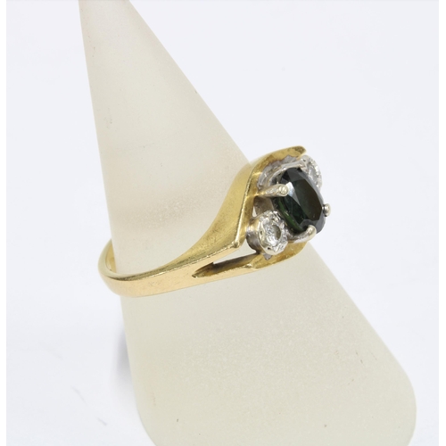 64 - 18ct gold sapphire and diamond dress ring, stamped 18ct and numbered 27899 to inner band