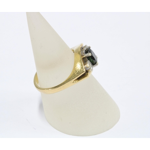 64 - 18ct gold sapphire and diamond dress ring, stamped 18ct and numbered 27899 to inner band