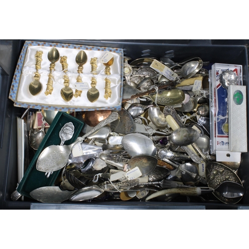 71A - Quantity of souvenir teaspoons, to include some silver examples, etc