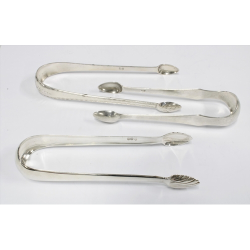 75 - Scottish silver sugar tongs to include Old English pattern tongs by William Hannay of Paisley with E... 