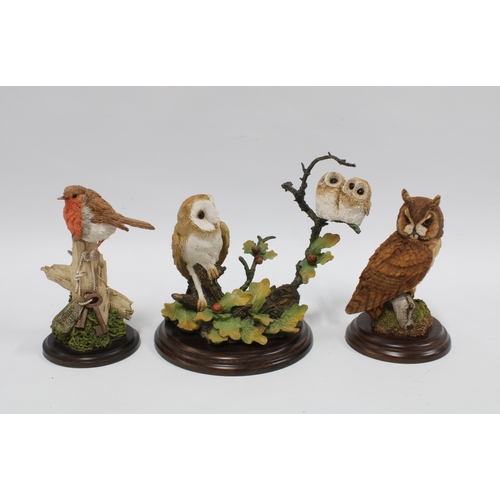 91 - Three Country Artists figures, including 'Long Eared Owl' CA394, 'Barn Owl with Oak Leaves' CA358, a... 