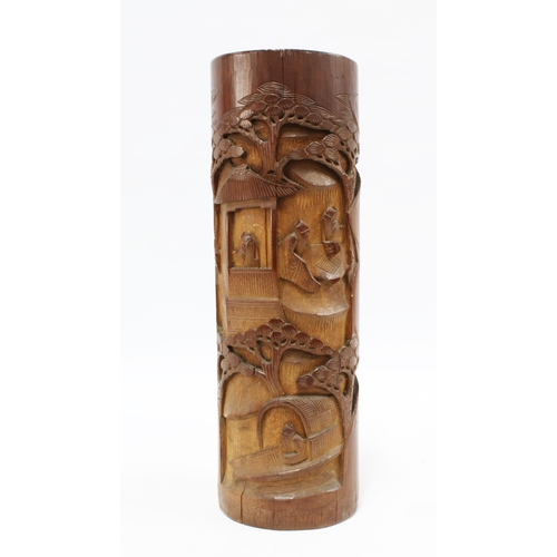 95 - Large bamboo brush pot style vase, 32cm