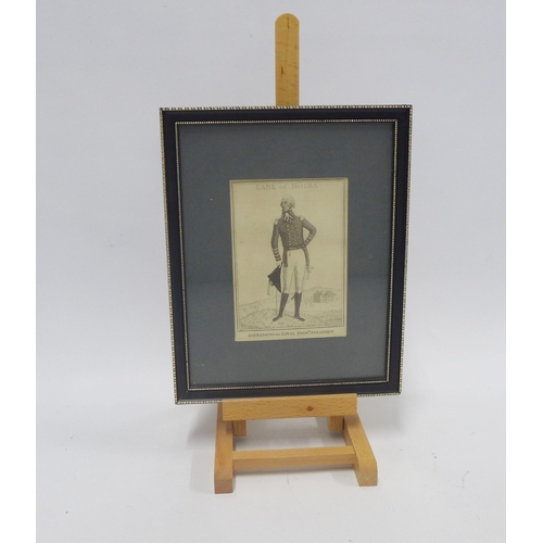 445 - Earl Of Moira framed print, on a small easel stand 20 x 25cm.