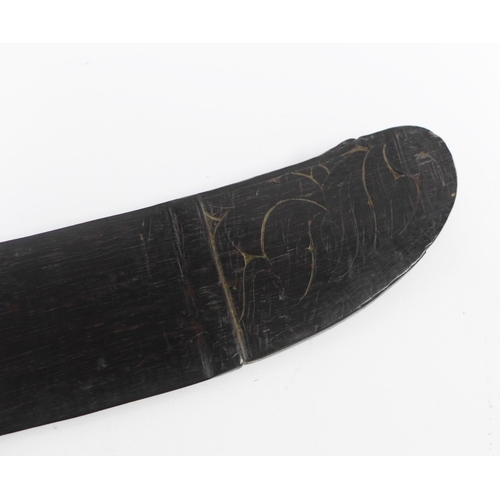 449 - South Seas hardwood club with bladed edge, 88cm.