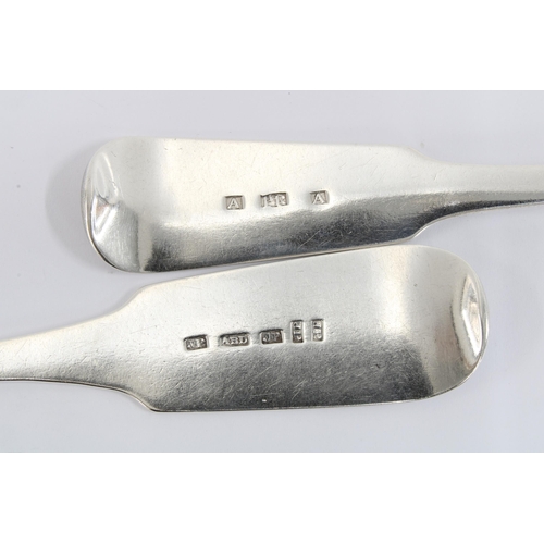 48 - Two Scottish provincial silver fiddle pattern tablespoons to include James Pirie, Aberdeen circa 182... 