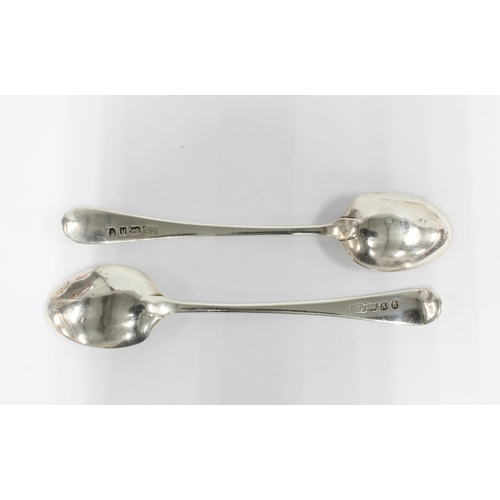 6 - Set of eleven George III silver teaspoons, old english pattern with initial engraved terminals, Thom... 