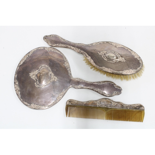 79 - George V silver dressing table brush set, Chester 1913, (3)