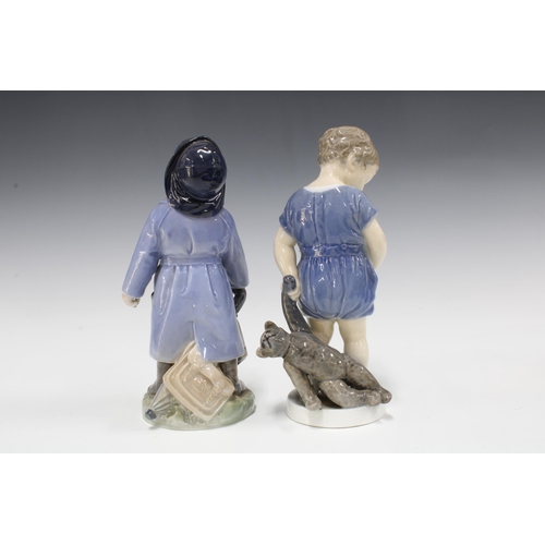 103 - Two Royal Copenhagen figures to include 'Will it Rain' model 3556 & Boy With Teddy model 3468 (2)