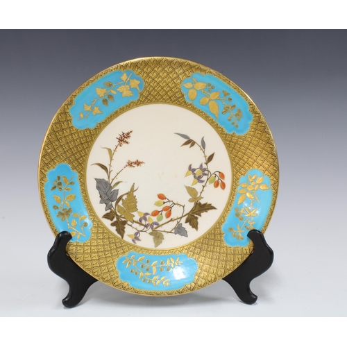 149 - Royal Worcester cabinet plate, puce backstamp and date code for 1883, 23cm.