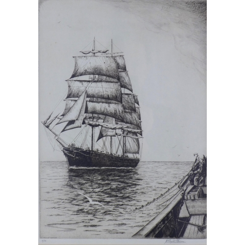 156 - J. D. Taylor Brown 'Cutty Sark' etching, framed under glass 25 x 35cm