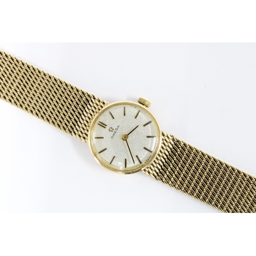 16 - Ladies 9ct gold Omega wristwatch, on a 9ct gold bracelet strap, with original box