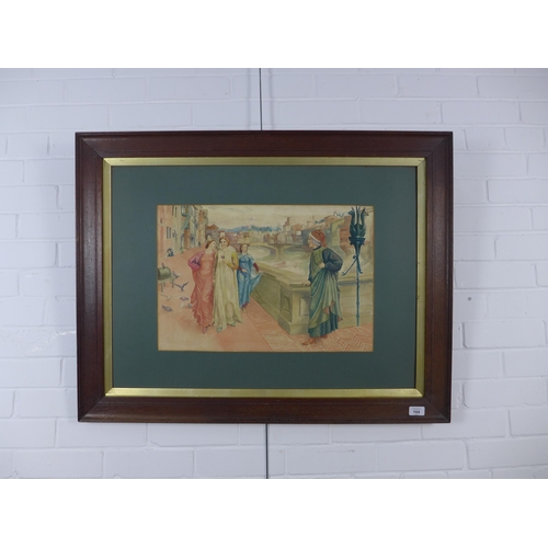 164 - 20th century watercolour, apparently unsigned framed without glass, 55 x 37cm