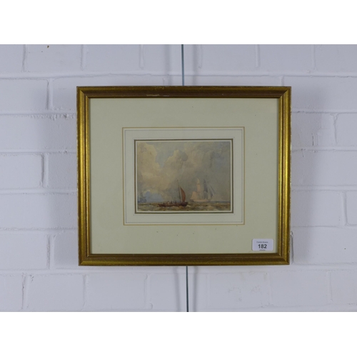 182 - Solent Squall, watercolour, apparently unsigned, framed under glass, 16 x 13cm