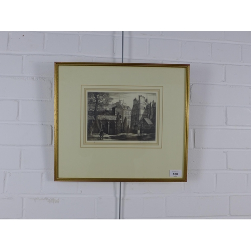 188 - Ian Gilbert Marr Eadie (1913 - 1973), St Julien Le Pure, Paris, etching, signed and framed under gla... 