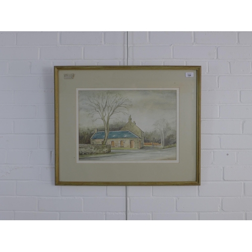 194 - David MacMillan, watercolour of Balerno, signed and framed under glass, 46b x 33cm