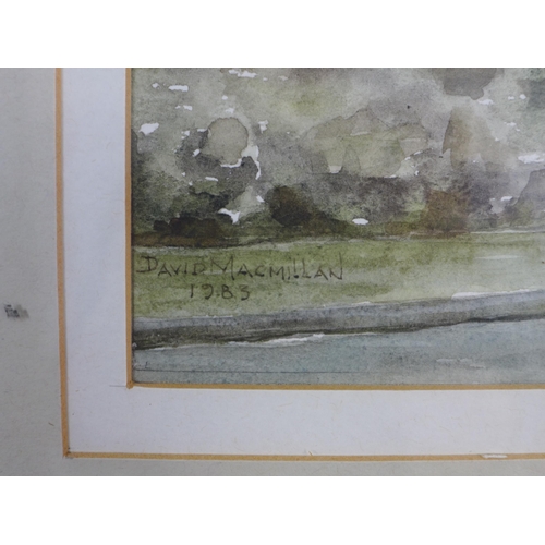 194 - David MacMillan, watercolour of Balerno, signed and framed under glass, 46b x 33cm