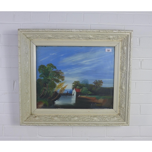 199 - Naïve School oil on canvas, within a good frame with thistles, size overall  70 x 60cm