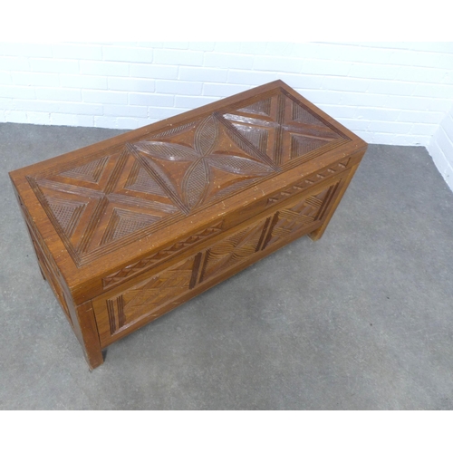 236 - Carved camphor wood chest, 106 x 52 x 44cm.