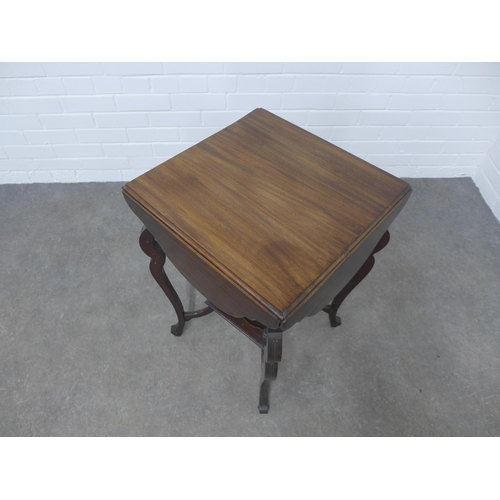 253 - An edwardian mahogany drop leaf table, (A/F) 46 x 69cm.