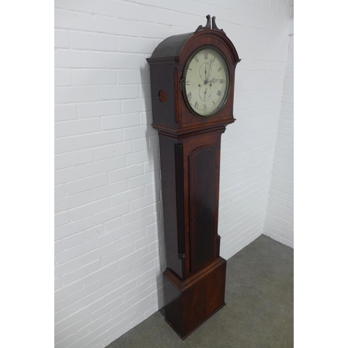 281 - 19th century mahogany grandfather clock, 48 x 204cm.