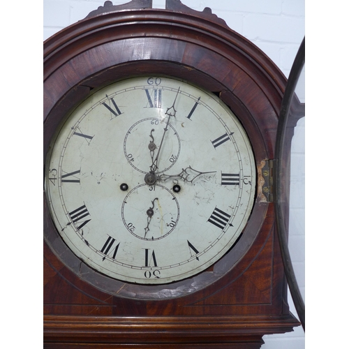 281 - 19th century mahogany grandfather clock, 48 x 204cm.