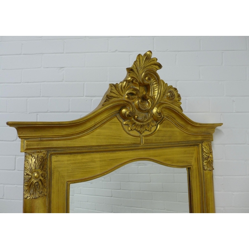 293 - Gilt wood floor standing mirror, 82 x 202cm.