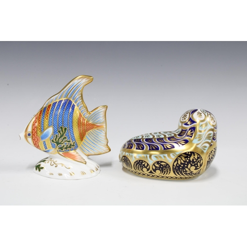 352 - Two Royal Crown Derby Imari paperweights to include Pacific Angel Fish, Ltd. Ed 1124 / 2500  and Har... 