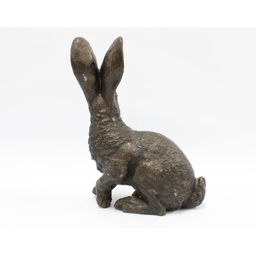 368 - A large bronze hare, 32cm