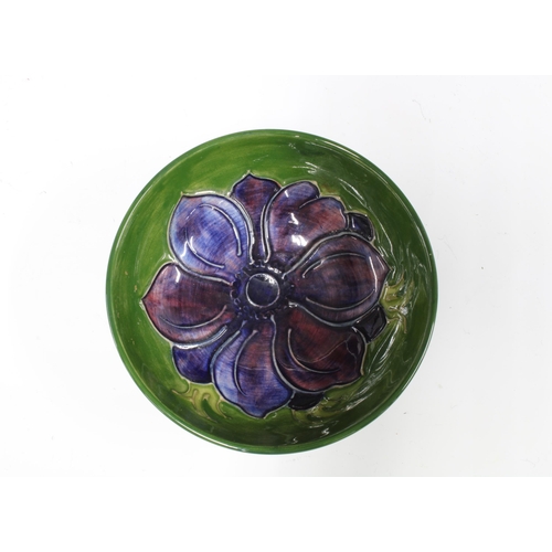 385 - Moorcroft pottery dish, green glazed with anemone pattern, 12cm diameter, and a Copeland Spode vase ... 