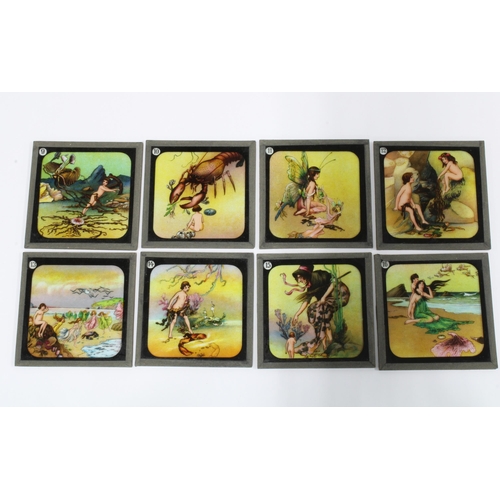 392 - A set of twenty-four late Victorian colour glass slides depicting scenes from Charles Kingsley`s `Th... 