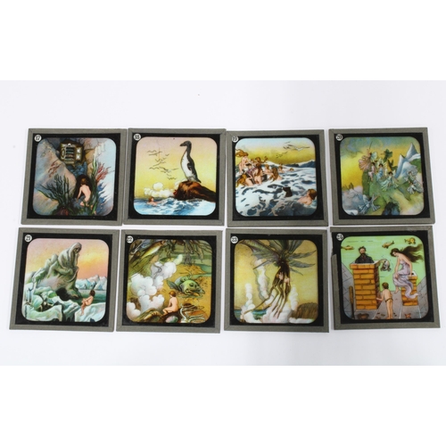 392 - A set of twenty-four late Victorian colour glass slides depicting scenes from Charles Kingsley`s `Th... 