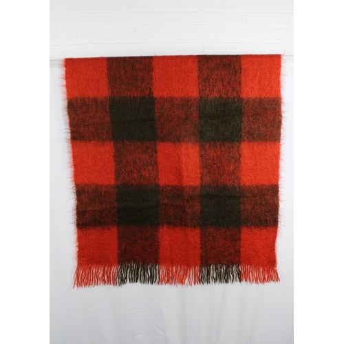 405 - Highland Home Industries red and black chequered  mohair shawl, made in Scotland, 132 x 92cm