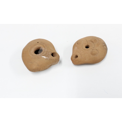 435 - Two Roman oil lamps, 7cm (2)