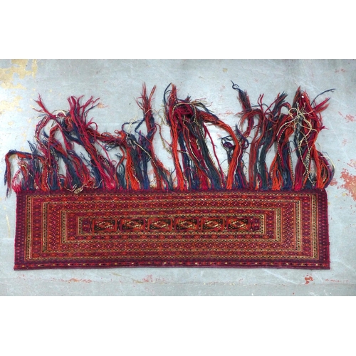 456 - 19th century Turkmen Torba, 135 x 30cm.