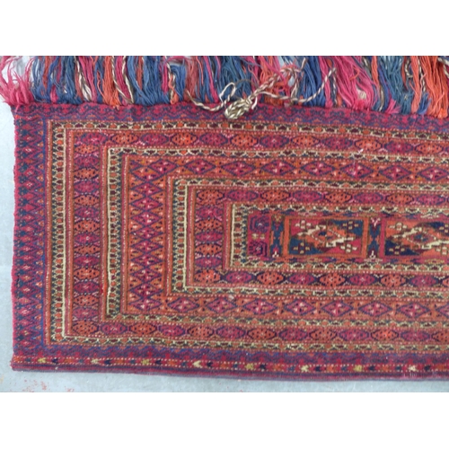 456 - 19th century Turkmen Torba, 135 x 30cm.