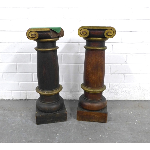 463 - Pair of oak pedestals, 21 x 56cm. (one a/f)  (2)