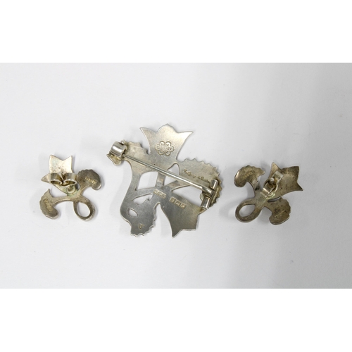 51 - Ivan Tarrant silver brooch and matching earrings by Geoffrey Bellamy,  Birmingham 1964, with origina... 