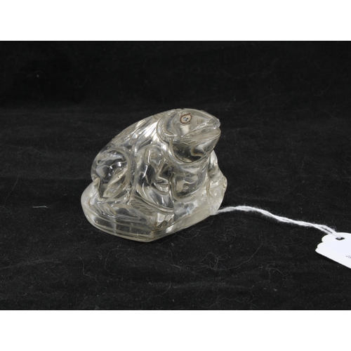 75 - Mid 20th century Indo Persian carved rock crystal figure of a frog, 5cm high